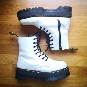 Dr. Martens white jadon platform boots